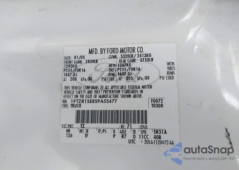 2005 Ford Ranger Edge/Xl/Xlt из США, поврежденный, VIN 1FTZR15E85PA55477